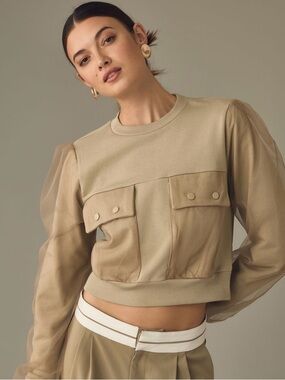 Anthropologie Crewneck Sweatshirt in moss